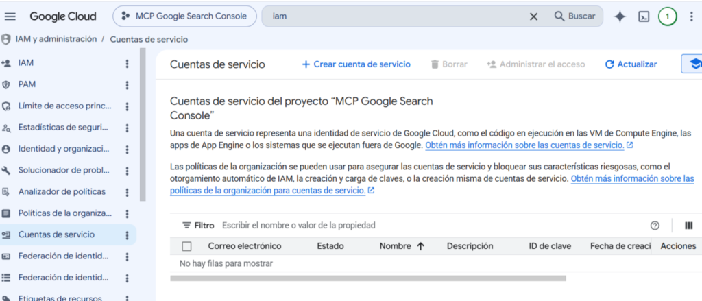 cuentas de servicio